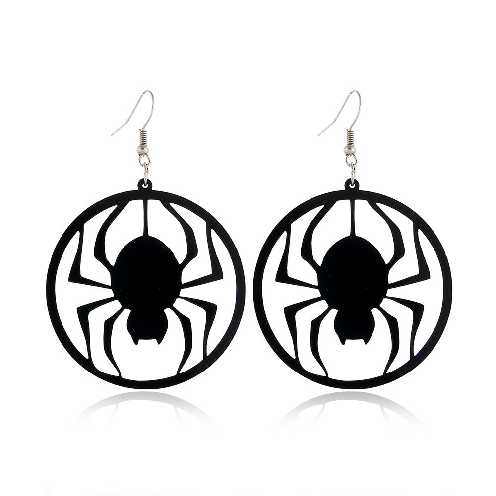 Wholesale Spider Pumpkin Witch Black Cat Round Acrylic Halloween Earrings
